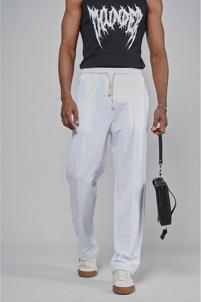 Butik Comfortable Fit Pants with Elastic Waist and Front Slit