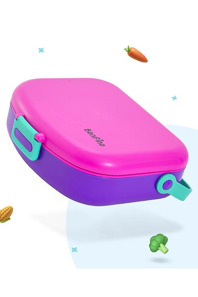 Bonfino Bonfino Lunch Box, Leak-Resistant, Multi-Material Build, Durable, 1300 mL- Pink and Purple