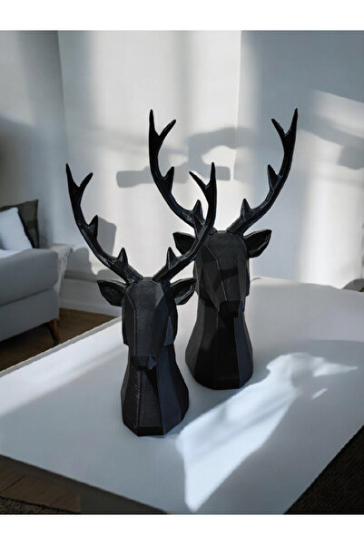 NocheLuz Dekoratif Siyah Renkli 2li Geyik Figürü Set Modern Set