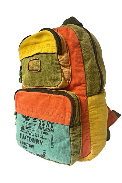 Old Cotton Kaliteli Tek Bölmeli Vintage Disayn Günlük Sırt Gezi Okul Seyahat Çantası Jannie Bag 27 cm x 40 cm