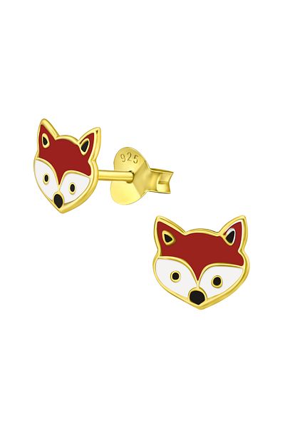 Sophia Collection Children's earrings 925 silver plated with 24 K gold, model Golden Fox