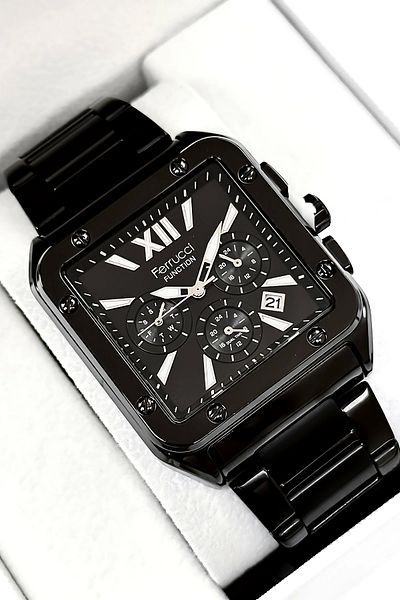 Ferrucci Function Men's Wrist Watch, Steel Band 3Atm Water Resistant Black Sdfer168