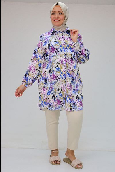 Eslina 58052 Large Size Men's Collared Jesica Shirt Tunic - Ebruli Saks