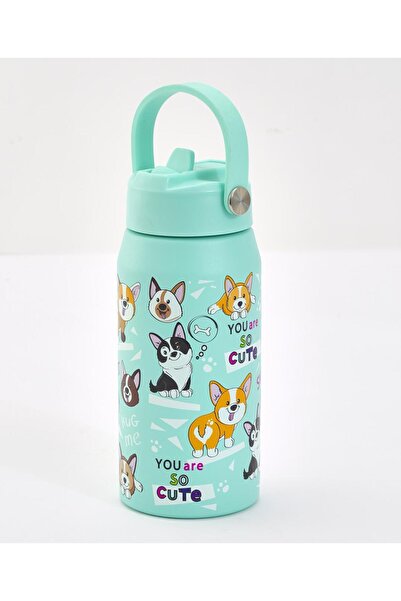 Bonfino Water Bottle, Aesthetic Appeal, Animal Theme, Carrying Handle, 3 Years+, 550 mL - Green