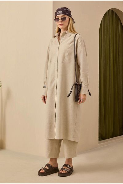 HEQA Raw Linen Long Shirt