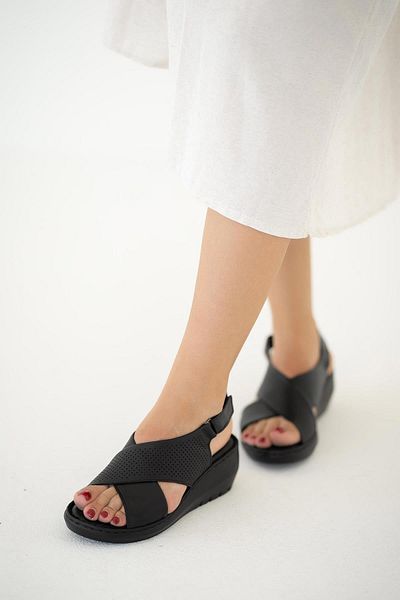 Parponi Florence Women's Genuine Leather Sandals Black
