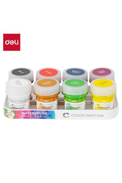 Deli EC22-8 Watercolor Paint Set 15ml×8 – ideal for school art and creative projects