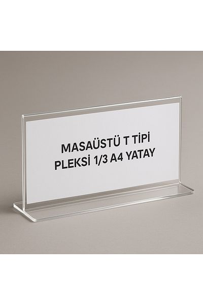 BUBİSTUDİOS Desktop t Type Plexy Brochure Display – 1/3 A4 Horizontal