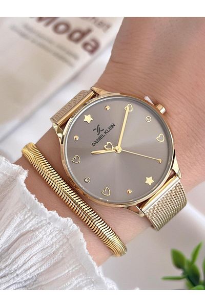 Daniel Klein Steel Cord 3 Atm Water Resistant Special Design Women Wrist Watch+Bracelet Vs.Blkt.0450