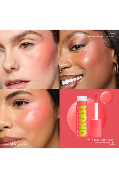 NYX Professional Makeup Fat Cheeks Juicy&Liquid Blush,12 HR Wear,Product Doesnt Fade,Peach Plunge