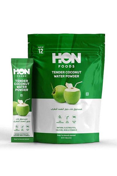 HON FOODS Tender Coconut Water Powder with Natural Electrolytes for Hydration & Healthy Skin (Pack o