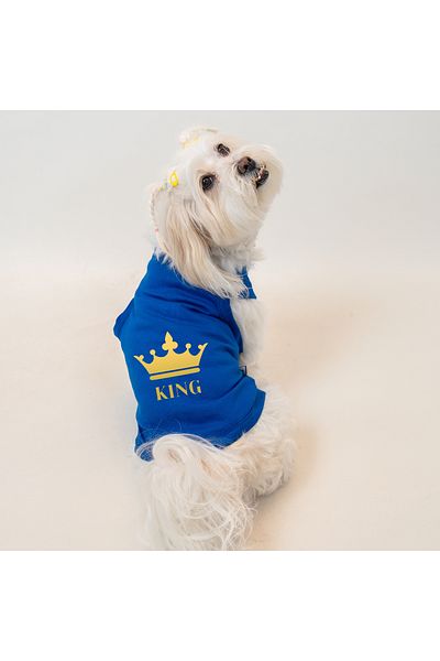 Buddy Store Cat & Dog Clothing Clothes - Printed Saks Blue Undershirt (Combed 100% Cotton)