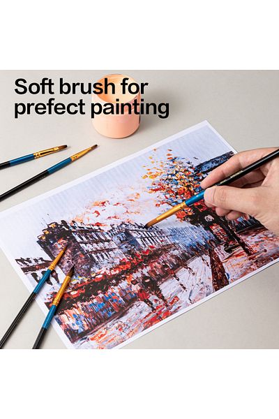 Deli EC406 Brush Set Flat Bristle Hair – Ideal for Acrylic and Oil Painting