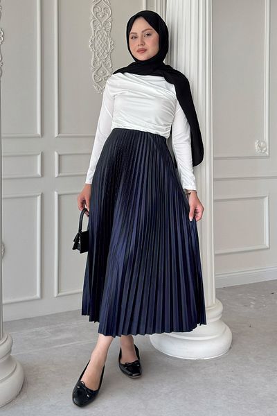 InStyle Fusta plisată bleumarin
