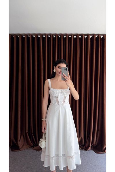 HAZELANNA Lacy White Dress
