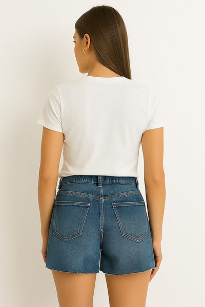 MAMAYAGA Pantaloni scurți din denim pentru femei, cu piatră, sport, design elegant, cu talie înaltă