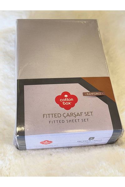 Cotton Box 100% Cotton Ranforce Single Fitted Sheet Set 120X200 cm Beige