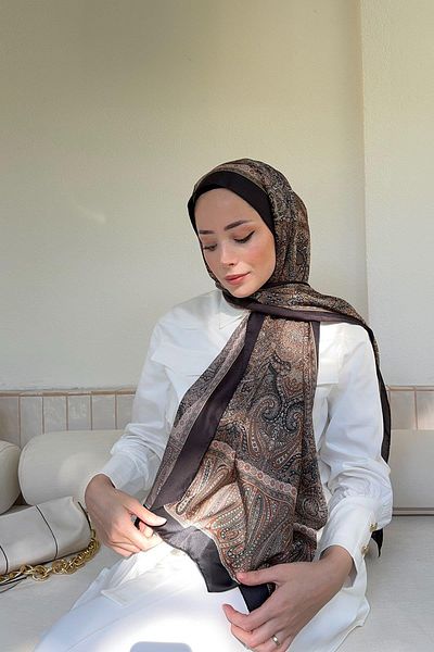 ARMANDA Ethnic Voile Vintage Σάλι - Μαύρο - Βιζόν