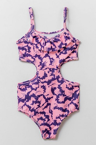 Beniizle Patterned Ruffle Detailed Girl's Swimsuit