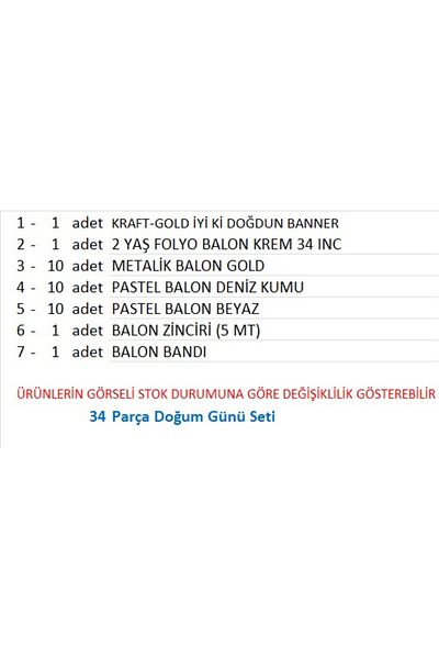 ZENVİVA 2 Years Kraft-Gold, Sea Sand, White Theme Birthday Set