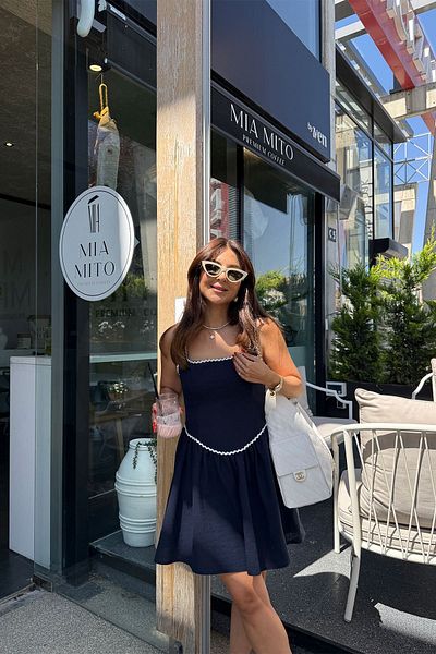 Özge Özgenç Thick Strap Piping Dress