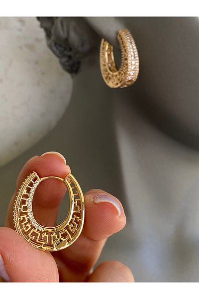 Lucios Golden Craftsmanship Labyrinth Hoop Earrings