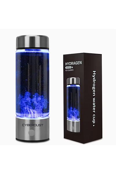 CYBERDUST Hydrogen Water Generator Bottle, Electrolysis, Rechargeable, Usb, 3 Minutes, 420 ml
