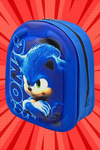 Uniquerrs Rucsac pentru copii de grădiniță Personaj Sonic Hedgehog 3-6 ani Geantă de școală din țesătură Eva în relief 3d