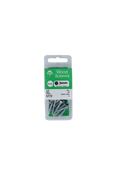 HILLMAN 22-Piece Flat Head Phillips Steel Wood Screws Silver 6 x 1inch