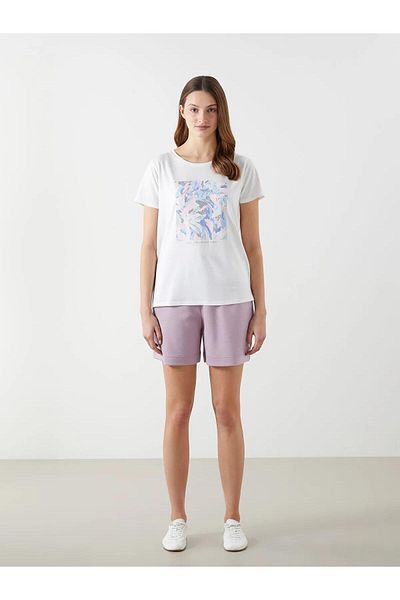 LC Waikiki Tricou pentru femei cu imprimeu clasic cu gâtul turnat LCWAIKIKI (S5)