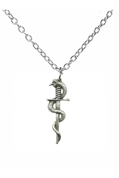 Herşey Nota Unisex Necklace with Sword and Snake Figures – Power and Wisdom Themed Design with 60 cm Chain