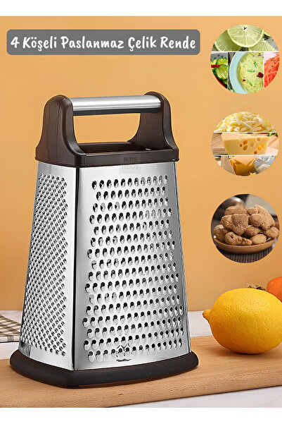 Milena Life Paslanmaz Çelik Rende 4 Taraflı Çok Amaçlı Kullanım Kaymaz Tabanlı Ergonomik Mutfak Rendesi 10 inç