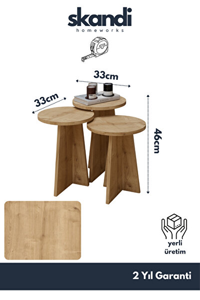 Skandi homeworks Maya Zigon Sehpa Takımı Yan Sehpa Orta Sehpa