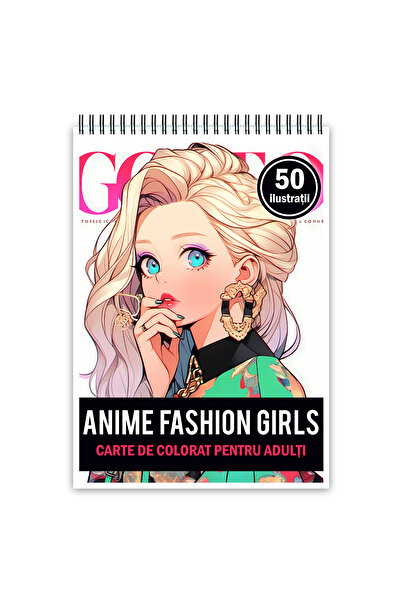 Legendary Gifts Carte de colorat pentru adulti, 50 de ilustratii, Anime Fashi...