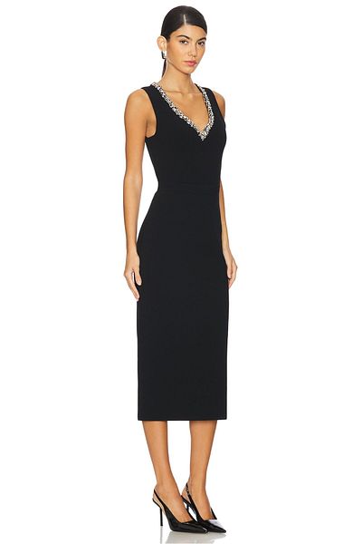 AFR CLOTHES "Special Design" Women's Black Stone Detail, Flowing Crepe Fabric Dress