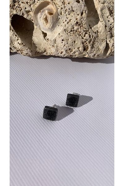 MISS GOLDEN Serrated Shiny Smoked Colorful Square Shape Epoxy Earrings with Gold Accessories Handmade Gift
