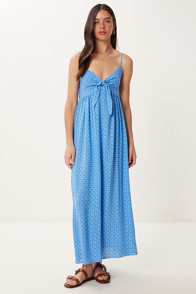 Happiness İstanbul Rochie de vară din viscoză cu model cu bretele albastre FG00043