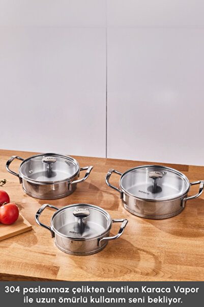 Karaca Vapor New Set de vase de gătit din oțel cu inducție, 6 piese