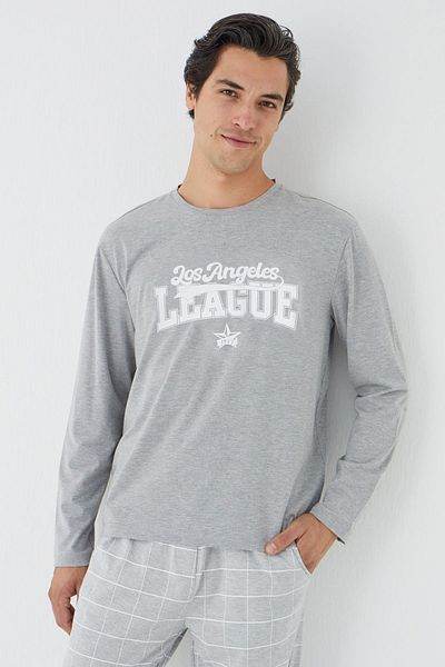 Trendyol Collection Gray Regular Fit Plaid Knitted Pajama Set Tmnaw25Pt00063