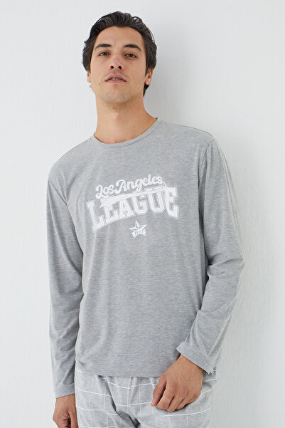 Trendyol Collection Gray Regular Fit Plaid Knitted Pajama Set Tmnaw25Pt00063