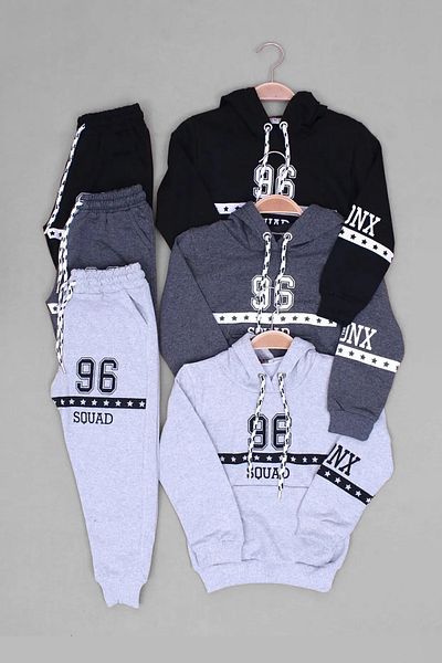 FYK COLLECTİON Σετ φόρμας για αγόρι με κουκούλα - 3 τεμάχια, 96 κείμενο τυπωμένο