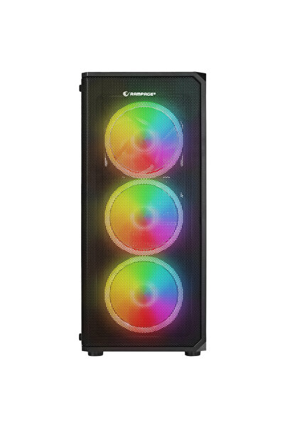 Rampage HELIOS Mesh 650W 80+ Siyah Temperli Cam 4x12cm Rainbow ATX Gaming Siy...