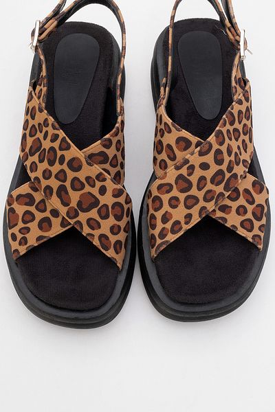 LuviShoes Dámské sandály LUNGO černožluté se vzorem - zkřížené páskové tlustá podrážka