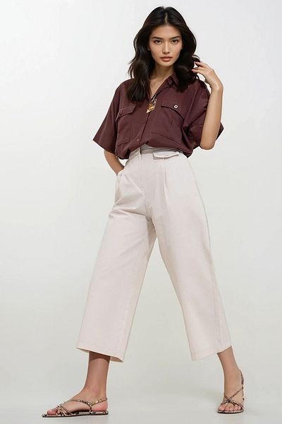 Trend Alaçatı Stili Dámské Stone Double Pocket Palazzo Woven Kalhoty Alc-X11717