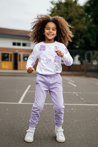 TRENDYOLKIDS Ecru női gyerek virágos kötött alsó-felső szett TKDAW25AU00162