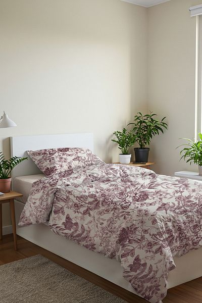 Trendyol Collection Pojedynczy 100% bawełniany drukowany prześcieradło z dopasowaną poszwą na kołdrę TPHSS25TKN00007
