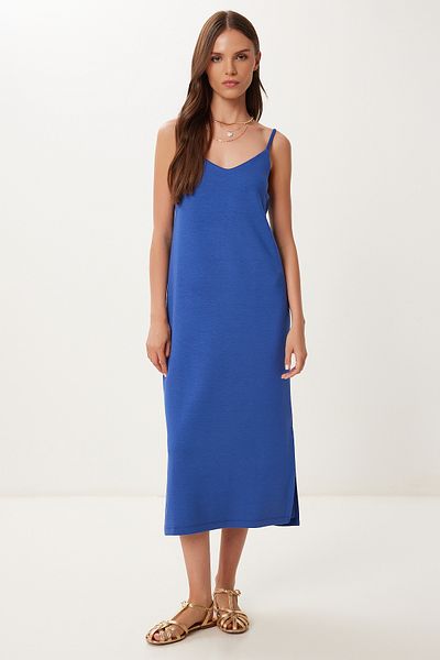 Happiness İstanbul Γυναικείο Μπλε Ζαρτιέρες Basic Stretchy Modal Φόρεμα BV00150