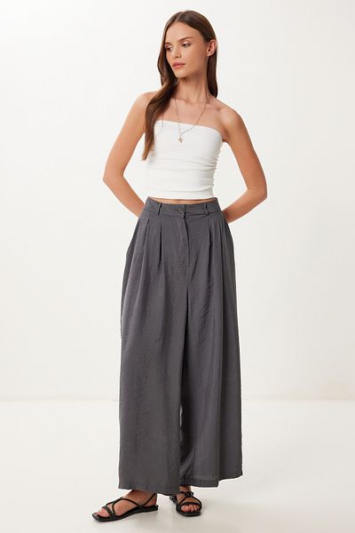 Happiness İstanbul Women's Anthracite Modal Palazzo Pants Bv00156