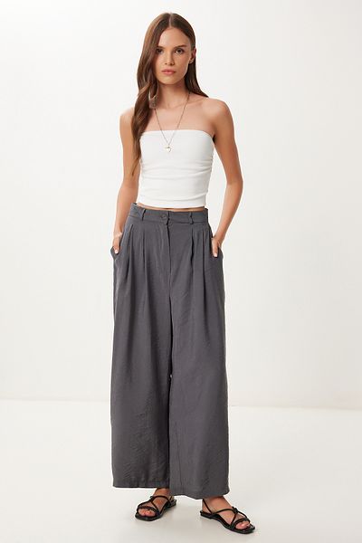 Happiness İstanbul Women's Anthracite Modal Palazzo Pants Bv00156