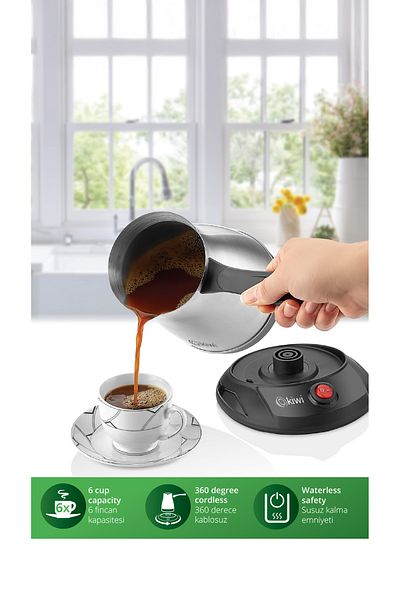 Kiwi Kcm 7512 - Steel Coffee Pot Turkish Coffee Machine, Inox